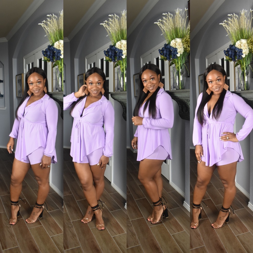 Collared Long Sleeve Short Set